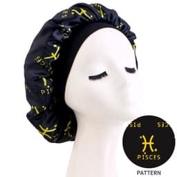 Pisces Zodiac Satin Hårhætte - Elastisk Beskyttende Nattehætte til Hårpleje Model 8