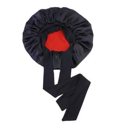 Dobbeltlags Satin Elastisk Streamer Sleep Cap - Sort