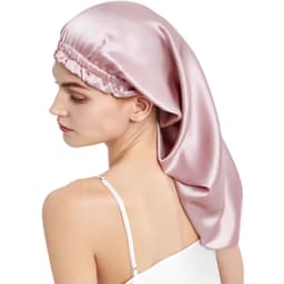 Lång sovmössa i satin för kvinnor, mjuk silkeslen natthuv för långt hå