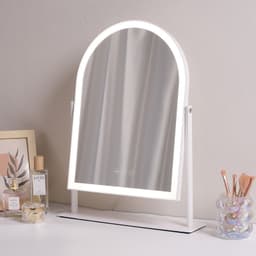 VANITII Bågformad sminkspegel med belysning Bordmodell Vit 30x41 cm