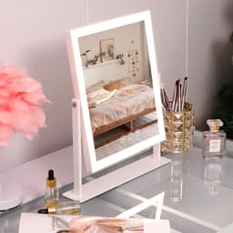 VANITII Sminkespejl med Lys Bord Metal Hvid 25x30 cm