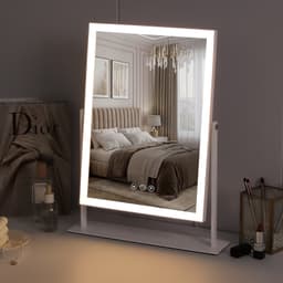 VANITII Skønhedsspejl med belysning Metal Hvid Bordmodel 30x41 cm