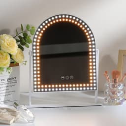 VANITII Buet LED perlekule sminkespeil metall hvitt 25x30 cm