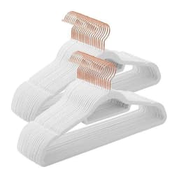 Samettiset henkarit 50-pack - Valkoinen ruusukullanvärisillä yksityiskohdilla varustettuna