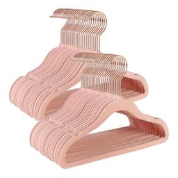 Lasten henkarit sametilla 50-pack - pastellivaaleanpunaiset henkarit 360° käännettävillä koukuilla