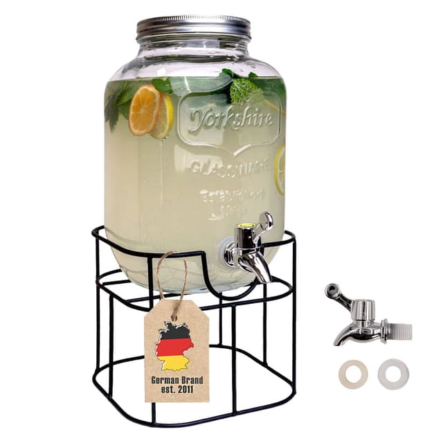 Drikkevaredispenser 4 L med hane og stativ Glasbeholder