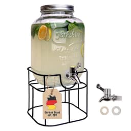 Drikkevaredispenser 4 L med hane og stativ Glasbeholder