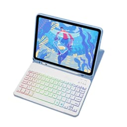 Läderfodral med RGB Bluetooth-tangentbord för iPad Blå iPad 10,9/11 tu