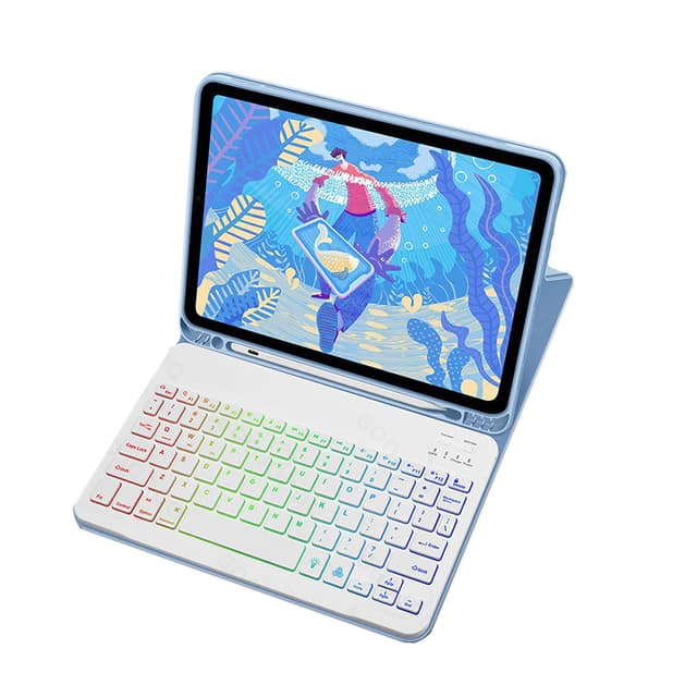 BLÅTT TANGENTBORDSFODRAL MED RGB-BELYSNING för iPad 12.9 - Skydd och Stil Blue