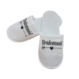 Hvite tøfler 'Bridesmaid' for bryllupspyjamasparty - Komfortable engangstøfler Sort