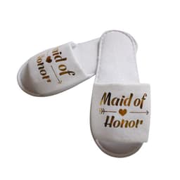 Hvide 'Maid of Honor' Bryllups Pyjamas Party Slippers med Glitter