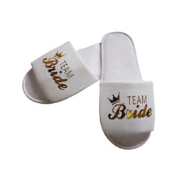 BRIDE Tofflor: Vita Bröllopstofflor med Glitter och Krona för Möhippan