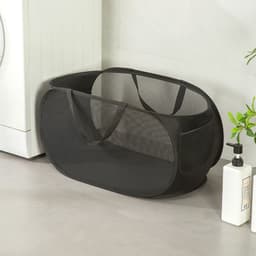 Hopfällbar tvättkorg med handtag Black