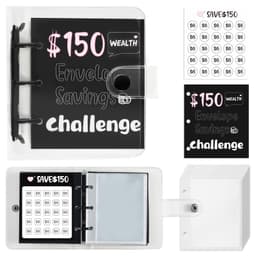 Pengeudfordringsbog - Mini-PVC-budgetplanlægger - $150-mål Sort