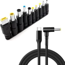 NÖRDIC USB-C til DC-strømkabel med 10 adaptere 1.8m 100W