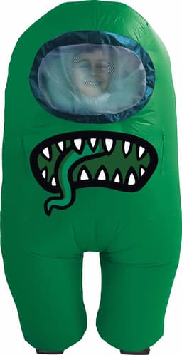 YuMe Toys Among Us oppusteligt kostume til børn (Grøn)