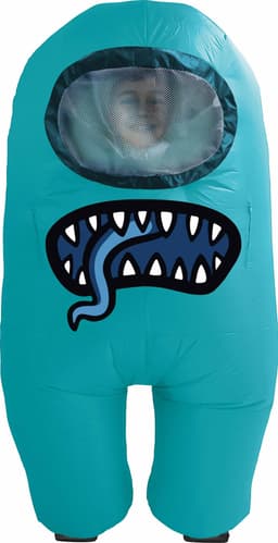 YuMe Toys Among Us oppblåsbart kostyme for barn (imp cyan)