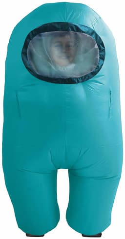 YuMe Toys Among Us oppusteligt kostume til børn (Cyan)