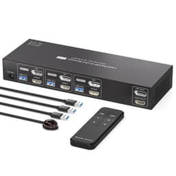 NÖRDIC KVM-kytkin 3/2 8K60Hz DP 1.4 HDMI 2.0 KVM USB 3.0