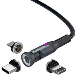 Kabel 360 Pro Magnetisk Spiss USB-C/Lightning/MicroUSB Svart 1 m