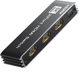 NÖRDIC HDMI 2-1 -kytkin 8K60Hz 4K@120Hz kaukosäätimellä, alumiini