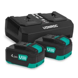 VONROC VPower 20V Startpaket – 2x 4.0Ah Batterier & 88W Dubbelladdare – Litiumjon – CD838AA