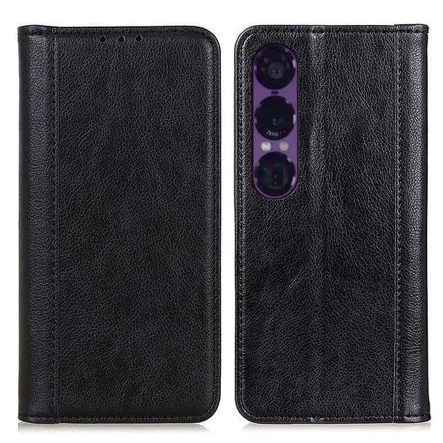 För Sony Xperia 1 VII Stativfodral Split Litchi Textur Plånboksfodral