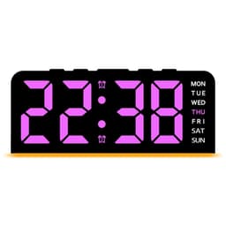 LED-klokke digital vekkerklokke stor skjerm dato temperatur vekkerklokke - Svart / rosa lys