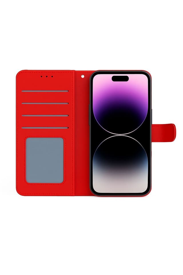 Snapcase Leather wallet 4 card Iphone 16 pro max (Red)
