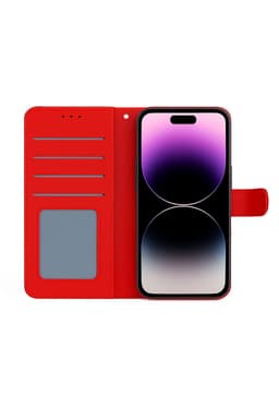 Snapcase Iphone 16 leather wallet 4 card (Red)