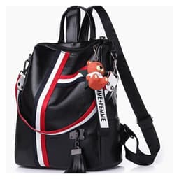 Musta PU-nahkainen reppu jokapäiväiseen käyttöön Musta