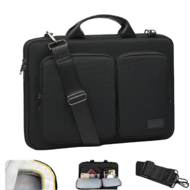 Snygg 14-tums MacBook Laptopväska - Svart Oxfordtyg