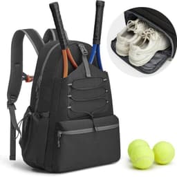 Rummelig tennistaske med skorum Sort