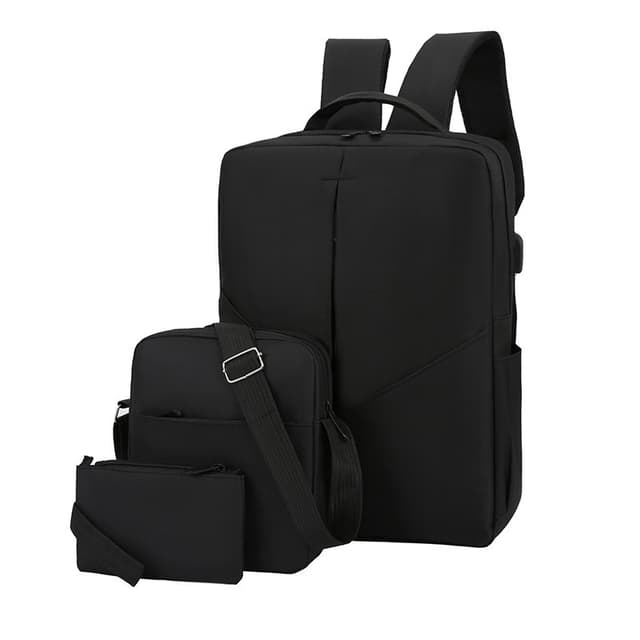 Stilren Nylon Ryggsäcksset - Perfekt för Företag & Skola Svart