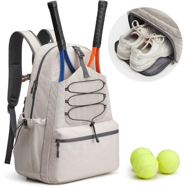 Rymlig Tennisväska med Skofack Beige