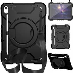 SKALO iPad 11"" (2025) Ekstra Stødsikkert Armor Ring med Skulderrem Cover - Sort