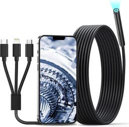 NÖRDIC Endoskopkamera til mobiltelefon med lys, 1080P HD, 8 LED-lys, vandtæt IP67, intet WiFi kræves, Android og iOS