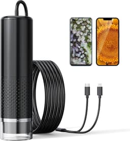 USB Microscope 1080P HD for iPhone Android, 10 to 200X Digital with 8 LED Compatible with iOS, Android, Tablet