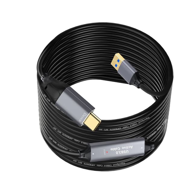 NÖRDIC 10m Aktiv USB 3.0 A til C Kabel, 5Gbps Super Speed USB-kabel Kompatibel med VR, Kamera, Dockingstation og mere