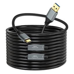 NÖRDIC 15m Aktiv USB 3.0 A till C Kabel, 5Gbps Super Speed USB-kabel Kompatibel med VR, Kamera, Dockningsstation och mer