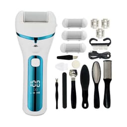 Elektrisk fotfil callusfjerner 10-delt sett - 3-trinns vanntett pedikyrverktøy Hvit + blå