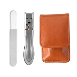 Negleklippersett i rustfritt stål med lærveske