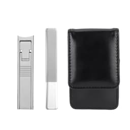 Neglsaks i rustfritt stål med nanofil og lærveske - Sølv