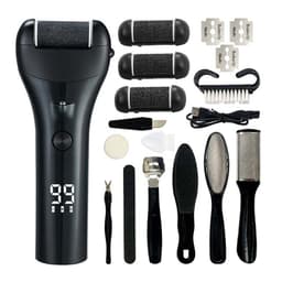 Digital Display 3-Speed Elektrisk Fot Callus Remover Kit - 10 Deler Sort