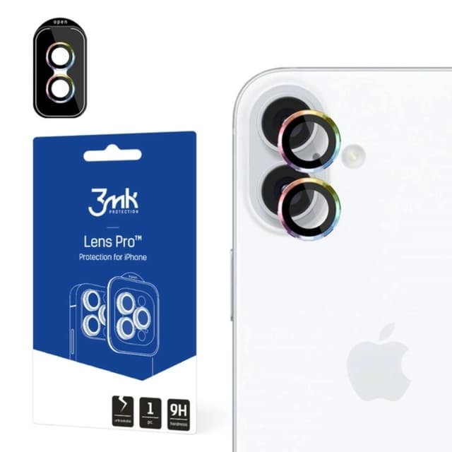 3mk iPhone 16/16 Plus Pro HybridGlass Kameralinskydd - Rainbow