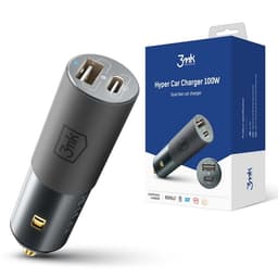 3MK Billaddare 100W USB-C USB-A Hyper - Silver