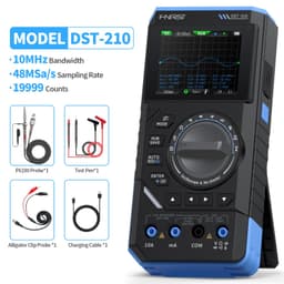 FNIRSI DST-210 Håndholdt Oscilloskop 10MHz Båndbredde, 19999 Counts, Digitalt Oscilloskop Multimeter DDS Generator 3I1, 48MS/s Sampling Rate