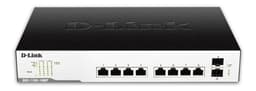 D-Link verkkokytkin, 8xRJ45, 2xSFP, PoE+, Gigabit, musta/hopea