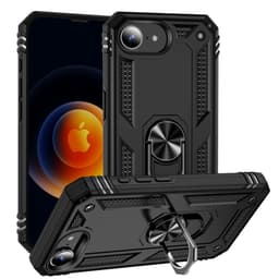 Till iPhone 17e / 16e Hybrid skal med Finger Ring & Metall Plåt - Svart