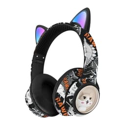 Trådløse On-Ear-hodetelefoner med katteøre, Bluetooth, FM-radio, hodesett med mikrofon - svart